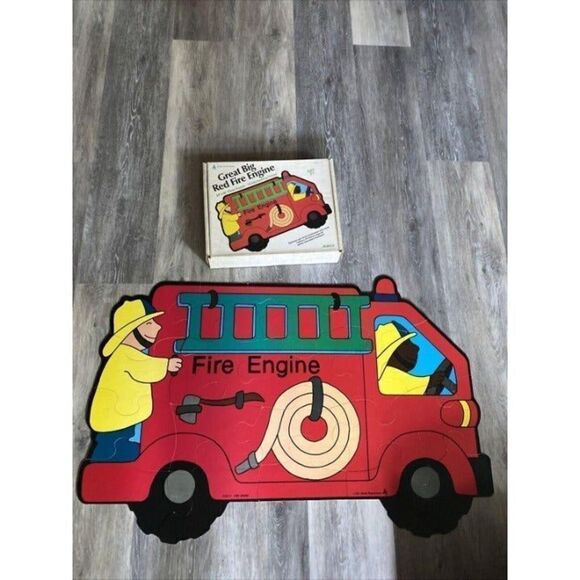 Vintage Judy J036010 Red Fire Engine Jumbo Floor Puzzle Vintage 1985 ages 3-7 - Picture 1 of 5